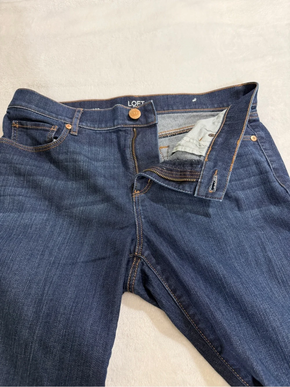 LOFT Dark Blue Straight-Leg Jeans